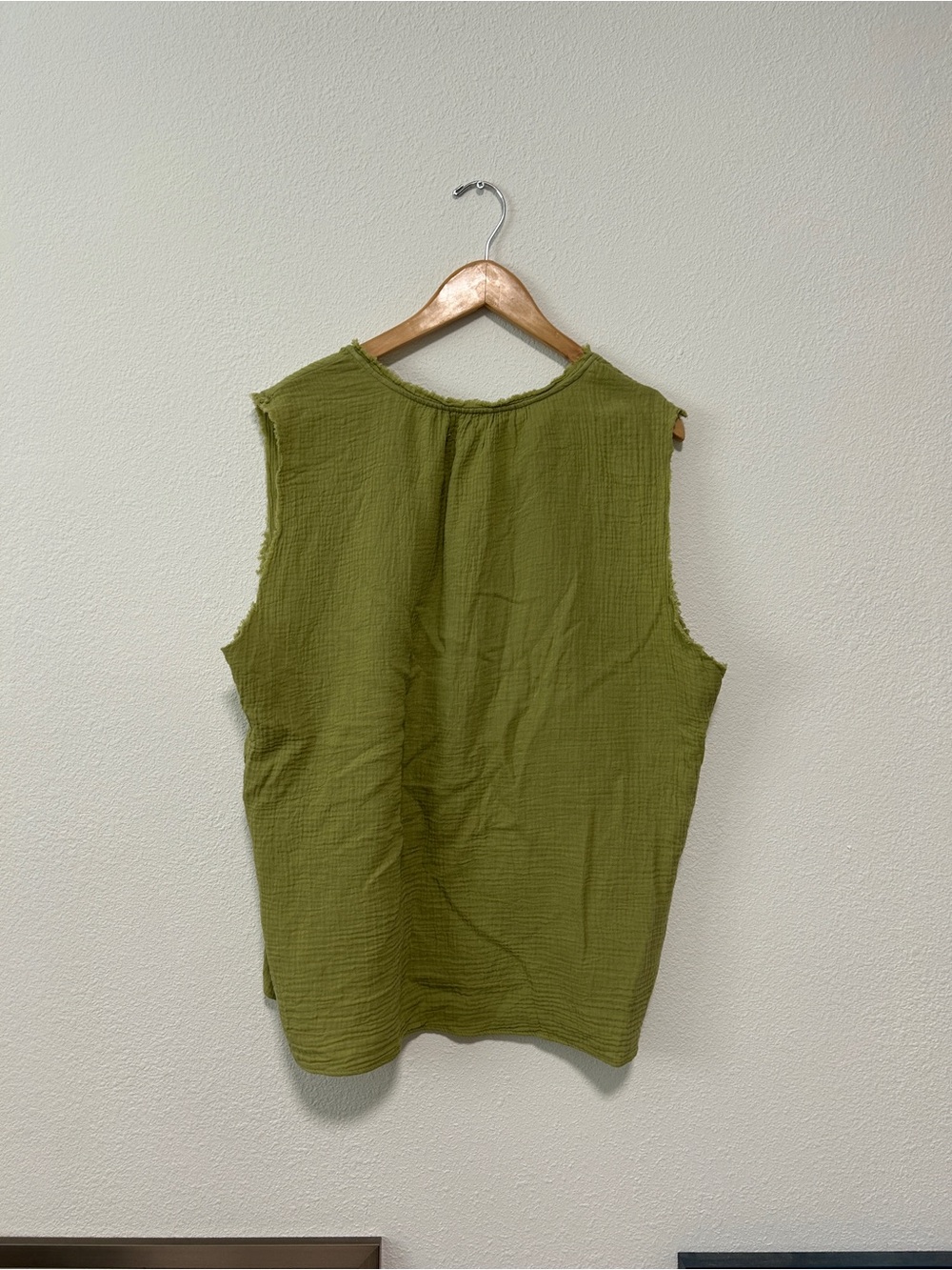 Dear John Olive Green Sleeveless Gauze Tank Top